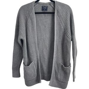 Abercrombie Fitch Grey Cardigan Sweater Ribbed Knit Pocket Size XS Pe-owned
